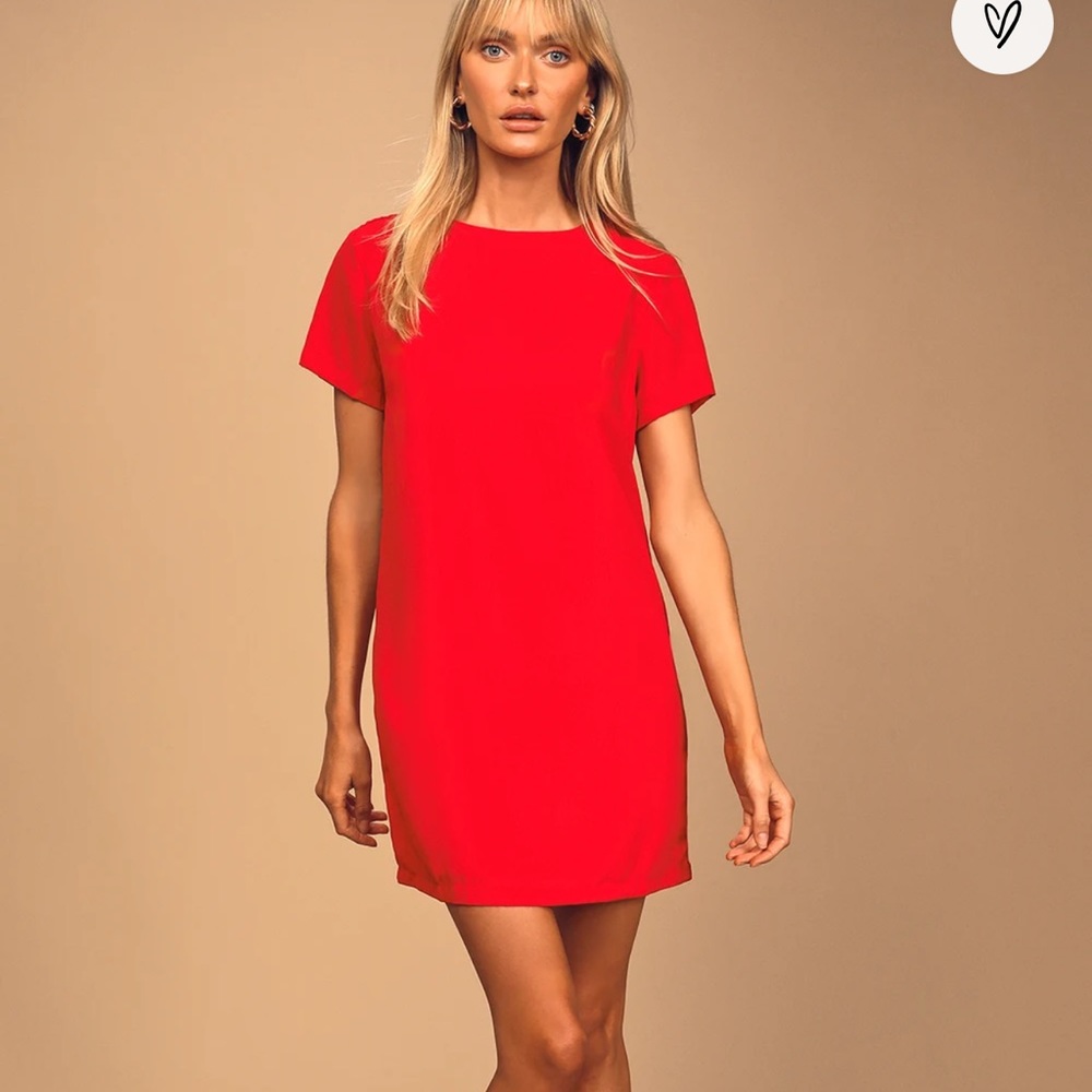 Lulus Shift and Shout Red Shift Dress